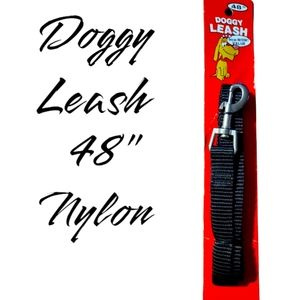 Dog 48" Black Nylon Leash Metal Swivel Latch New